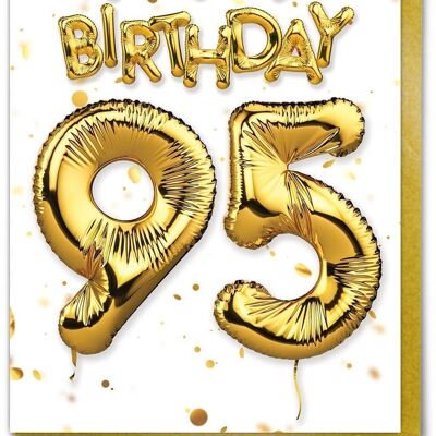 Alter 95 Ballon Gold/Weiß – 95. Geburtstagskarte