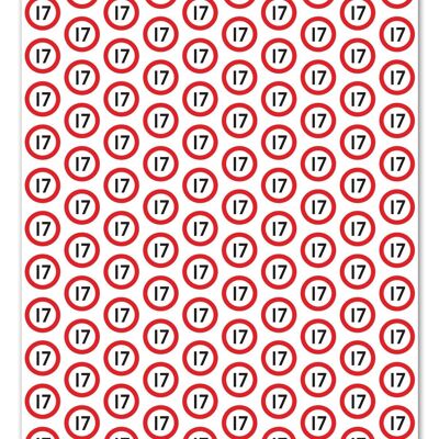 17th Birthday Gift Wrap - Warning 17 **Pack of 2 Sheets Folded**
