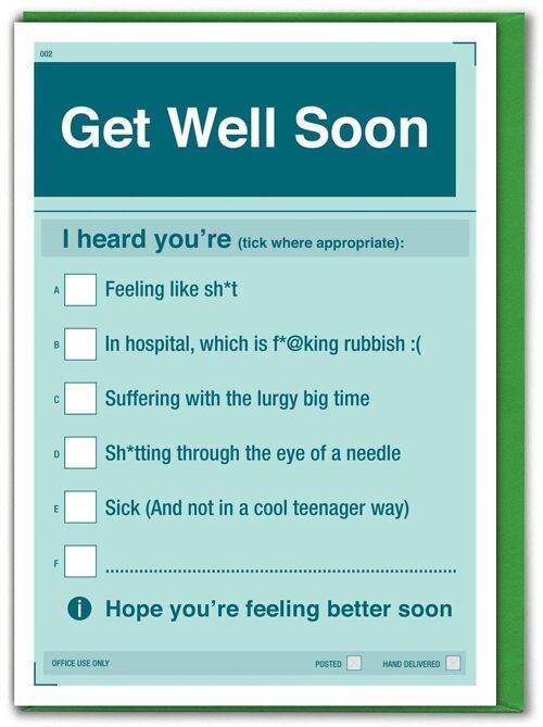 Funny Get Well Soon Card