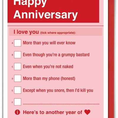 Funny Happy Anniversary Card