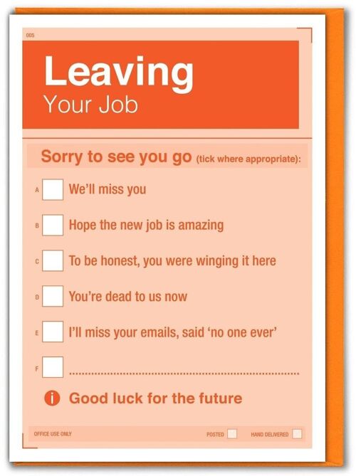 Funny Leaving Card