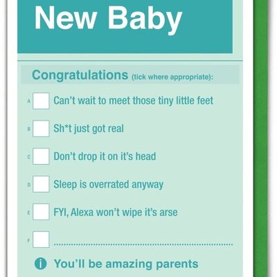 Lustige neue Baby-Karte