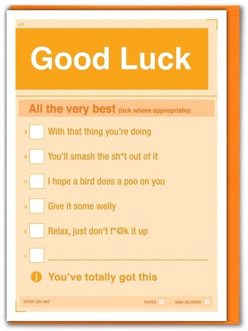 Funny Good Luck Card