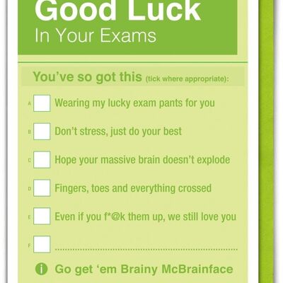 Funny Good Luck Exams Card