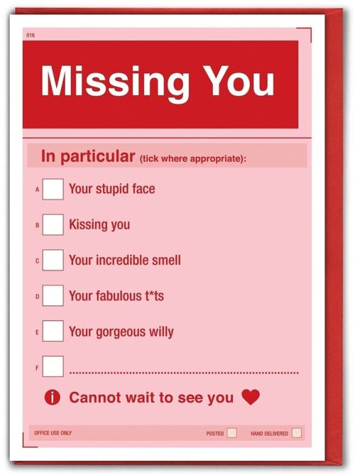 Funny Missing You Card