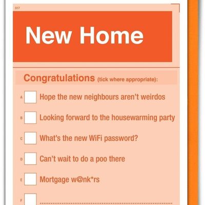 Funny New Home Card