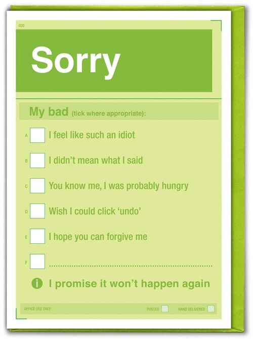 Funny Sorry Card