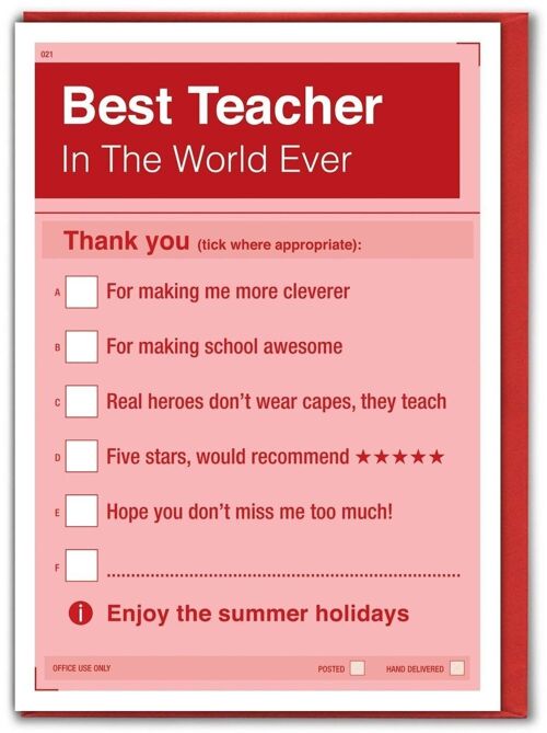 Funny Teacher Card