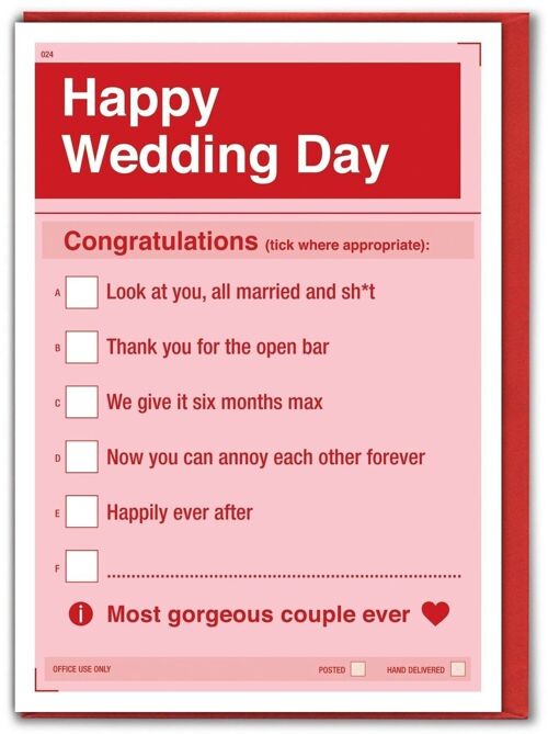 Funny Wedding Day Card