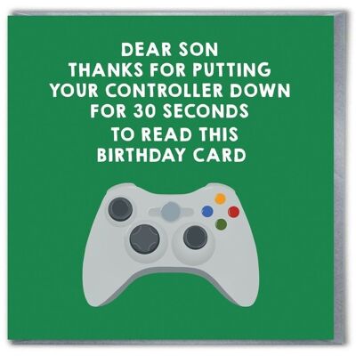 Tarjeta de cumpleaños divertida para hijo - Son Gaming Green