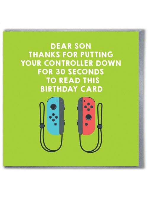 Funny Son Birthday Card - Son Gaming Pink