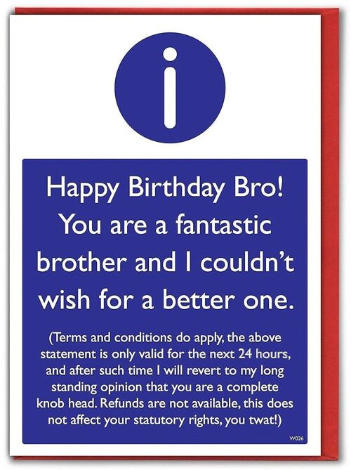 Brother T&Cs Funny Brother Card