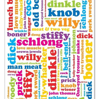 Cock Word Rude Gift Wrap **Pack of 2 Sheets Folded** by Brainbox Candy