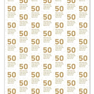 Quotish 50 Gift Wrap - 50th Birthday **Pack of 2 Sheets Folded**
