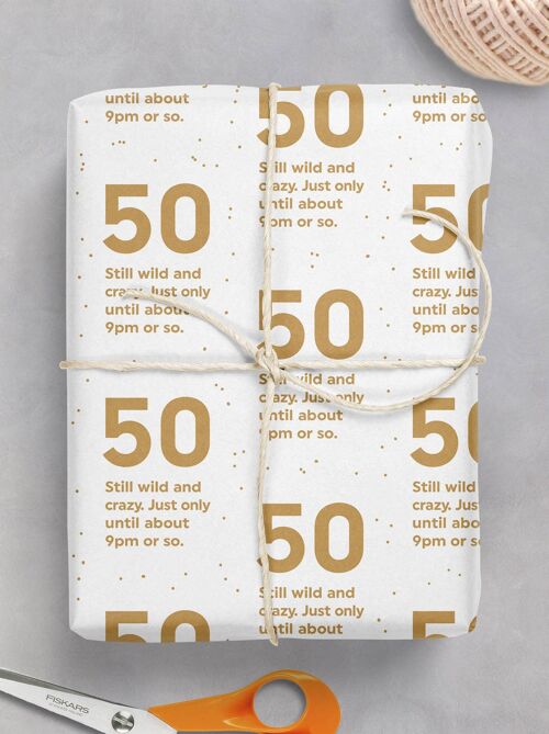 Quotish 50 Gift Wrap - 50th Birthday **Pack of 2 Sheets Folded**