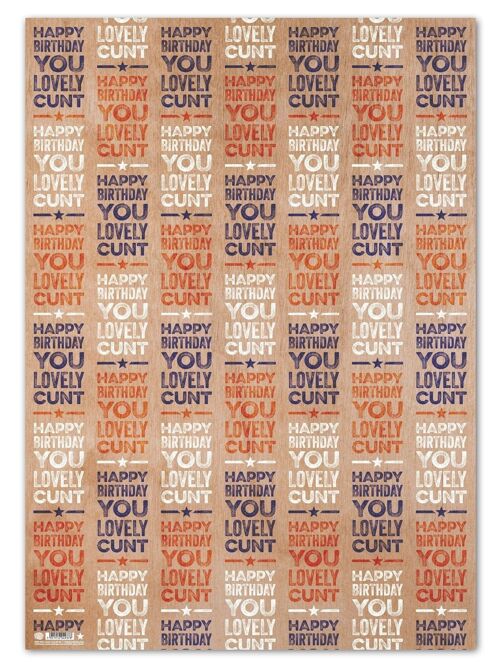 Lovely C*nt Rude Gift Wrap **Pack of 2 Sheets Folded**