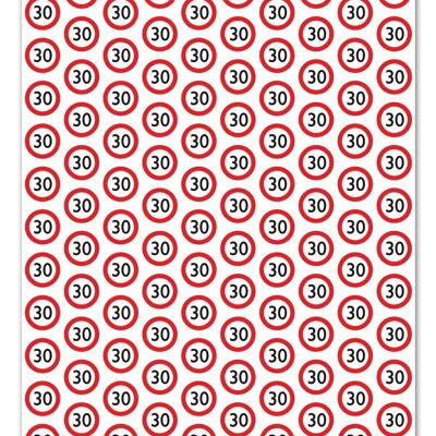 Warning Gift Wrap 30 - 30th Birthday **Pack of 2 Sheets Folded**