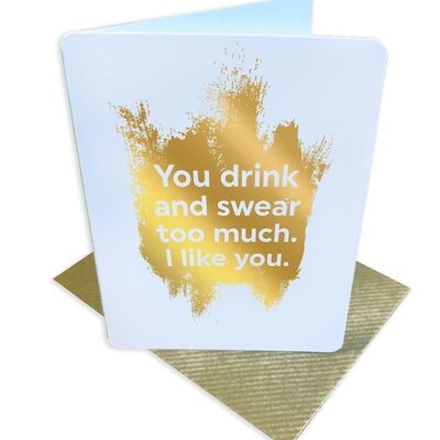Drink And Swear Birthday Small Card