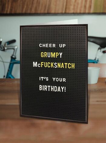 Carte d'anniversaire grossier McFucksnatch grincheux 2