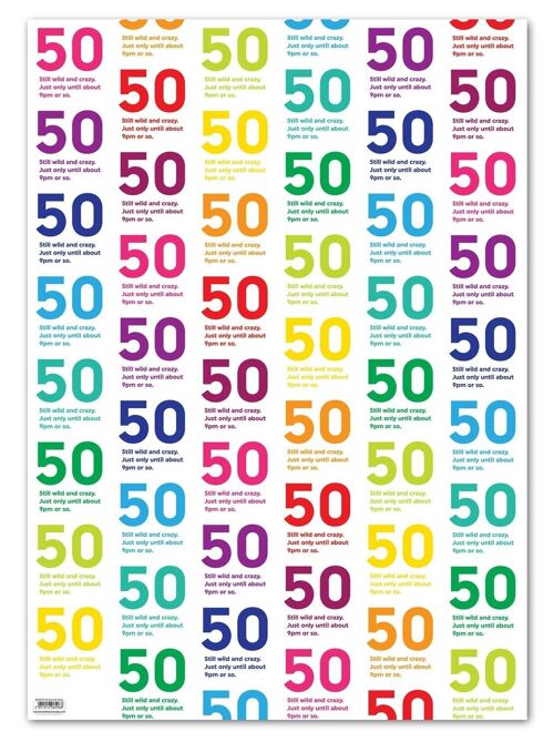 50 Quotish Gift Wrap - 50th Birthday **Pack of 2 Sheets Folded**