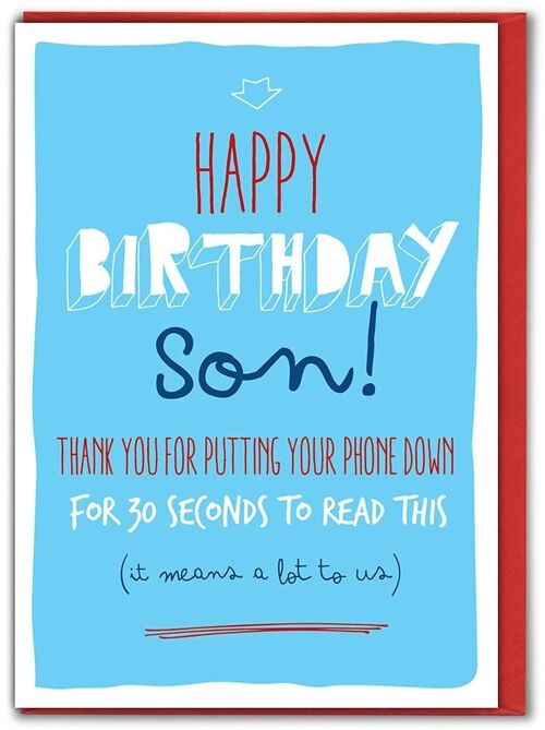 Son Phone Down Funny Son Birthday Card