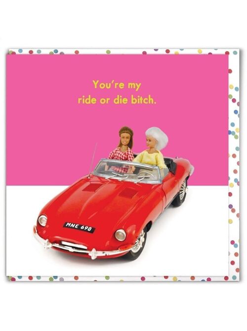 Funny Bold & Bright Card - Ride Or Die Bitch by Brainbox Candy