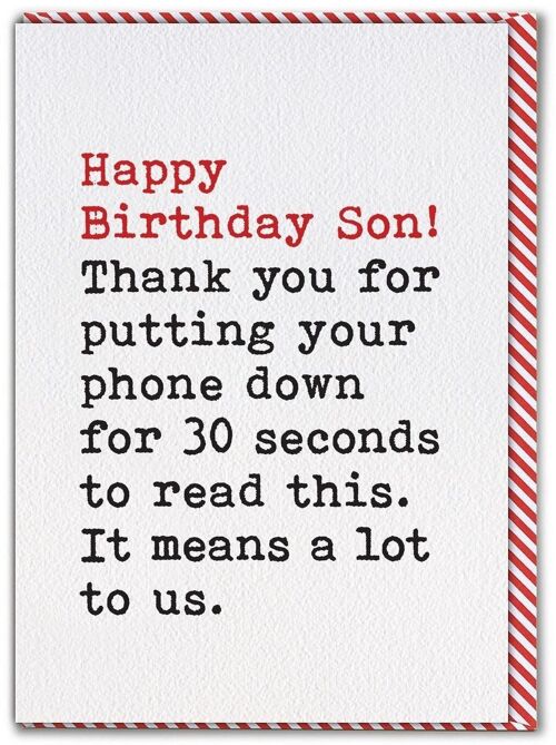 Son Phone Down Funny Son Card