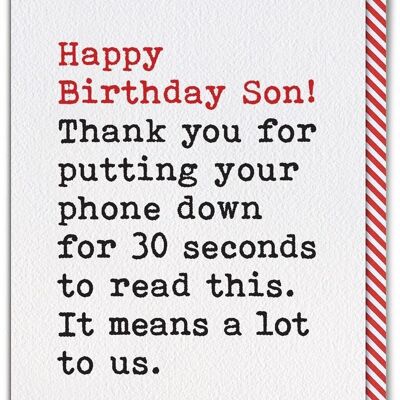 Hijo Phone Down Funny Son Card