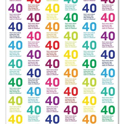 Papel de regalo de 40 cotizaciones - 40 cumpleaños ** Paquete de 2 hojas dobladas **