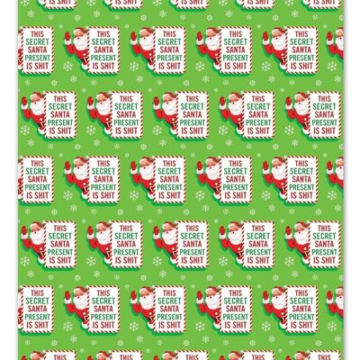 Christmas Gift Wrap - Secret Santa **Pack of 2 Sheets Folded** by Brainbox Candy