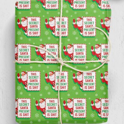 Papier cadeau de Noël - Secret Santa **Lot de 2 feuilles pliées** par Brainbox Candy