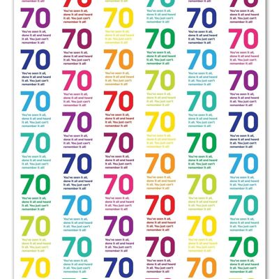 70 Quotish Gift Wrap - 70th Birthday **Pack of 2 Sheets Folded**