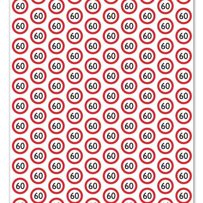 Warning Gift Wrap 60 - 60th Birthday **Pack of 2 Sheets Folded**