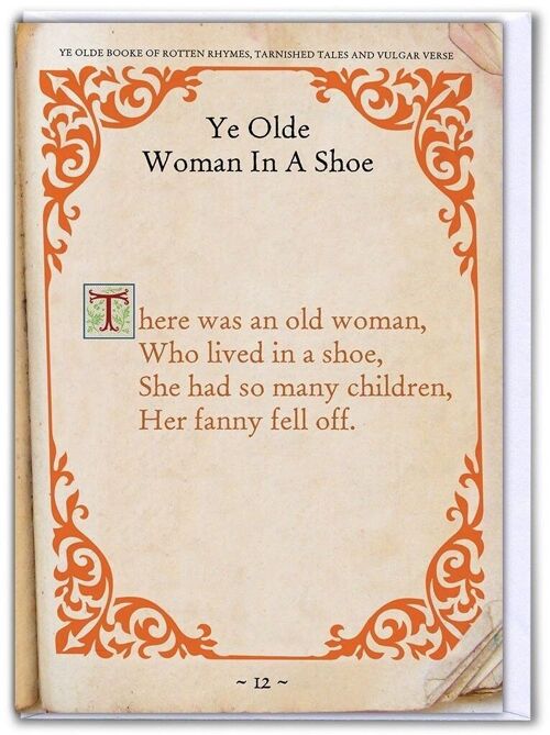 Old Woman Fanny Rude Nursery Rhyme Card