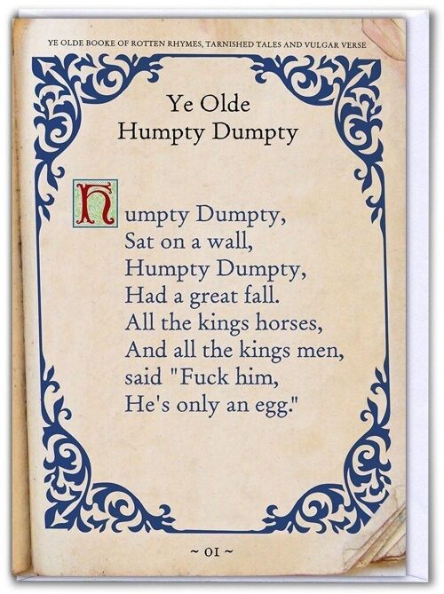 Humpty Dumpty Rude Nursery Rhyme Card