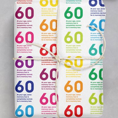 60 Quotish Gift Wrap - 60th Birthday **Pack of 2 Sheets Folded**