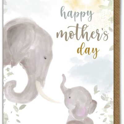 Muttertagskarte - Mutter und Baby-Elefanten