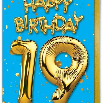 19th Birthday Card - 19 Blue by Brainbox Candy