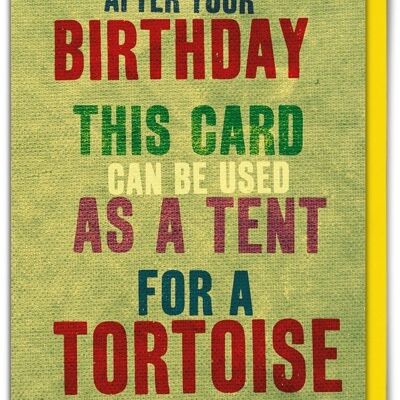Biglietto di compleanno divertente per la tenda tartaruga