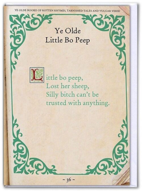 Little Bo Peep Greeting Card Rude Nursery Rhyme Card