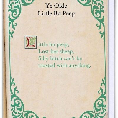 Little Bo Peep Grußkarte Rude Nursery Rhyme Card