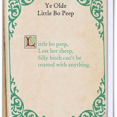 Little Bo Peep Greeting Card Rude Nursery Rhyme Card