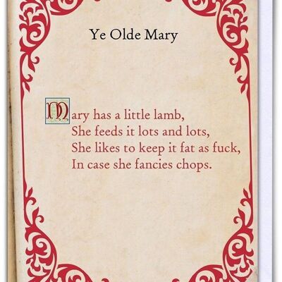 Carte de comptine Mary Had A Little Lamb Rude Nursery