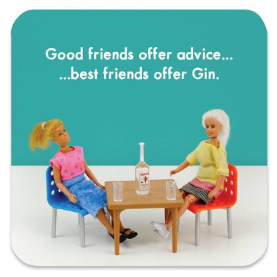 Funny Coaster - Les meilleurs amis offrent du gin