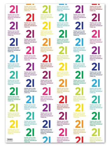 21 Papier cadeau Quotish - 21e anniversaire **Pack de 2 feuilles pliées** 1