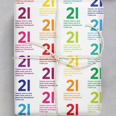 Papel de regalo de 21 citas - 21 cumpleaños ** Paquete de 2 hojas dobladas **