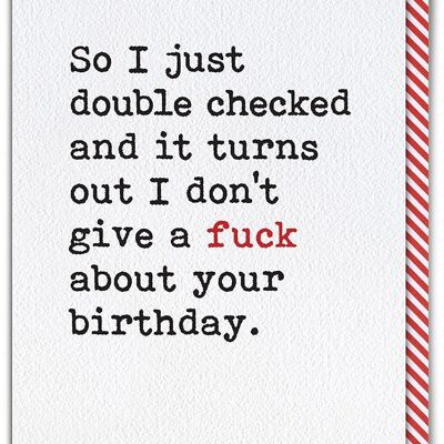 Don't Give A Fuck Funny Carte d'anniversaire