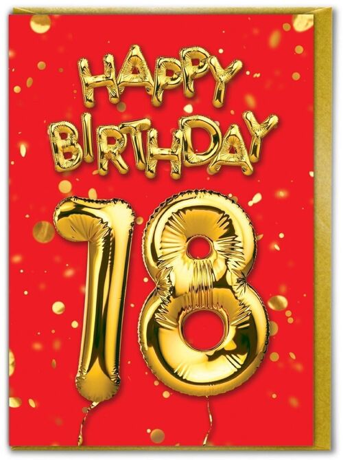 18th Birthday Balloon Card Red