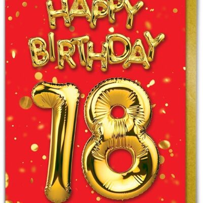 18th Birthday Balloon Card Red