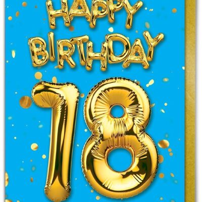 18th Birthday Balloon Card Blue